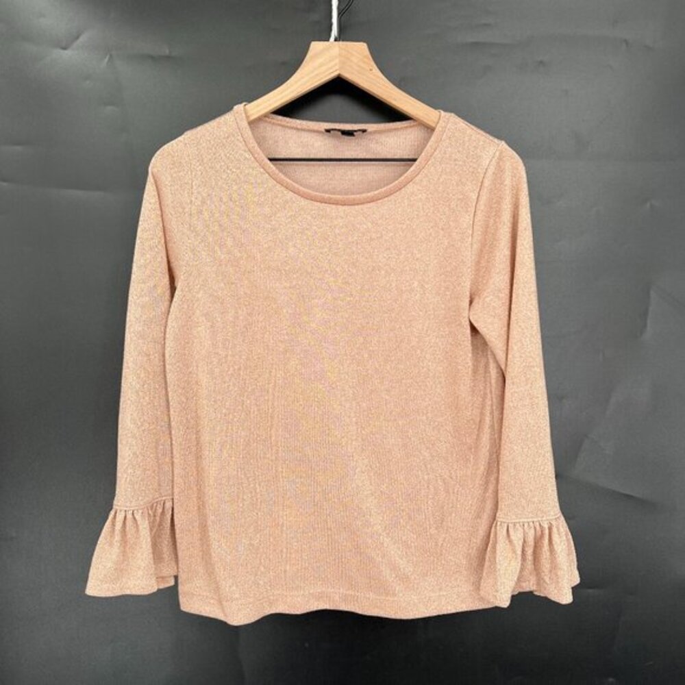 J. Crew Sparkle bell sleeve top mauve pink metallic long sleeve top balletcore M
